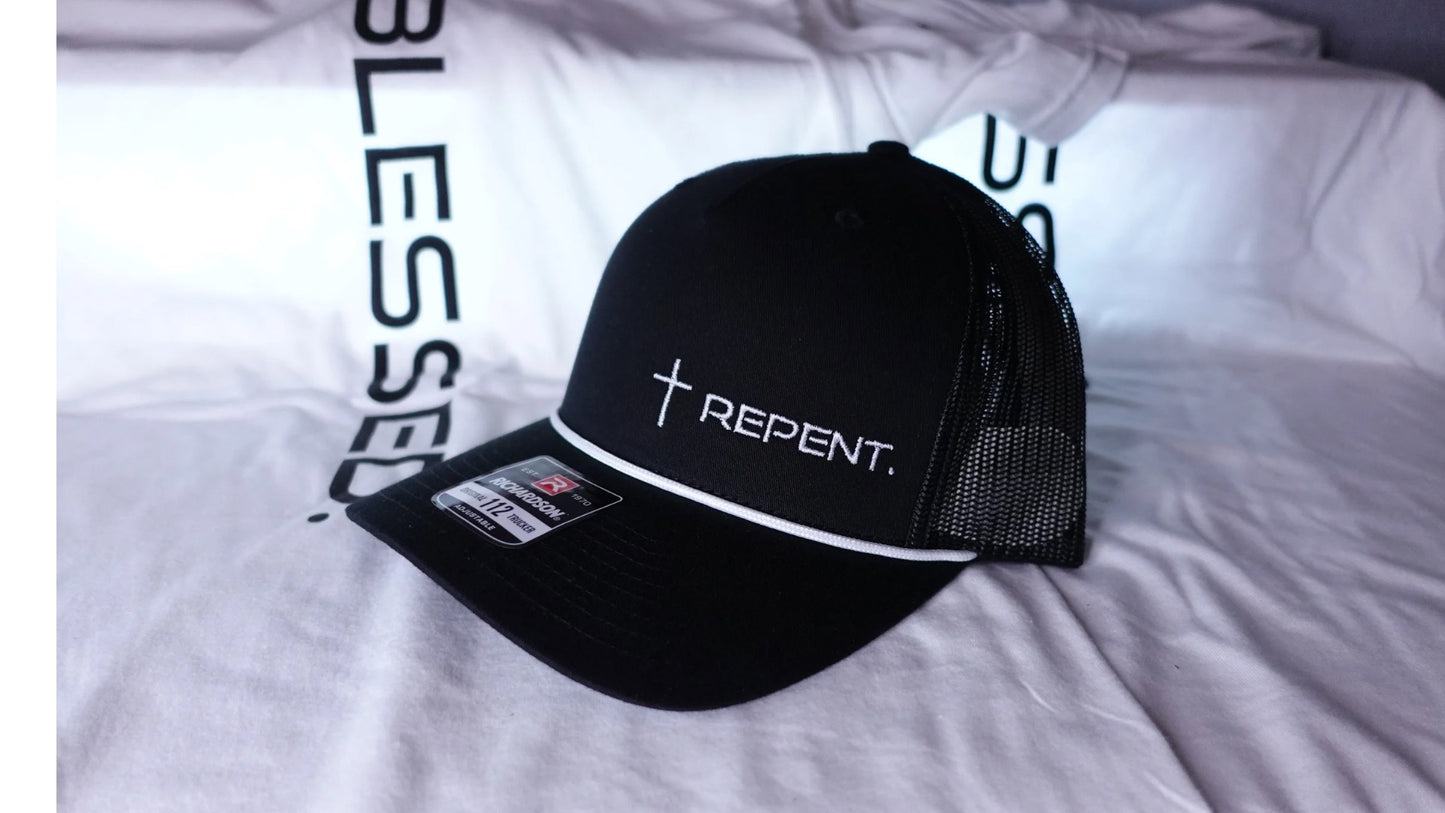 REPENT. Black Trucker Hat