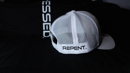 REPENT. White Trucker Hat